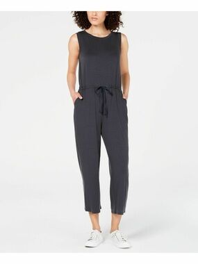 Eileen fisher tencell drawstring jumpsuit graphite grey